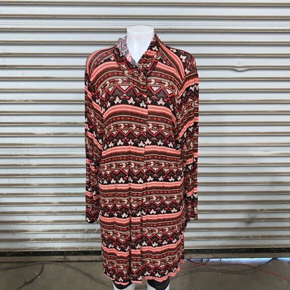 Raffi & Ro long cardigan geometric design w/ hood - Picture 2 of 8